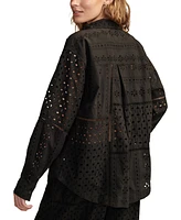 Lucky Brand Women's Cotton Schiffli Embroidered Prep Shirt