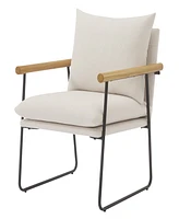 Office Star Dutton Armchair in Fabric with Natural Arms and Black Sled Base