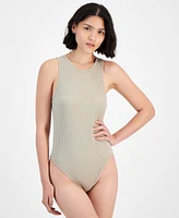 Hippie Rose Juniors' Mineral-Washed Ribbed Seamless Bodysuit