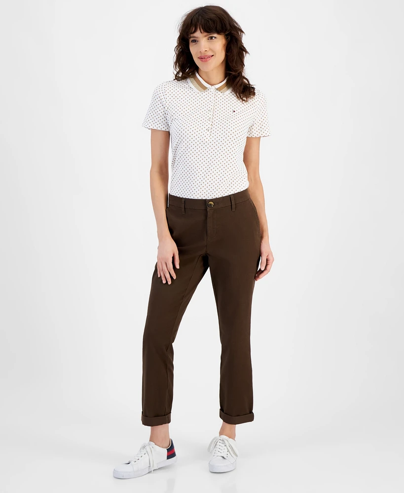 Tommy Hilfiger Women's Th Flex Hampton Cuffed Chino Straight-Leg Pants