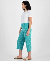 Jm Collection Petite Printed Pull-On Capri Pants, Created for Macy's