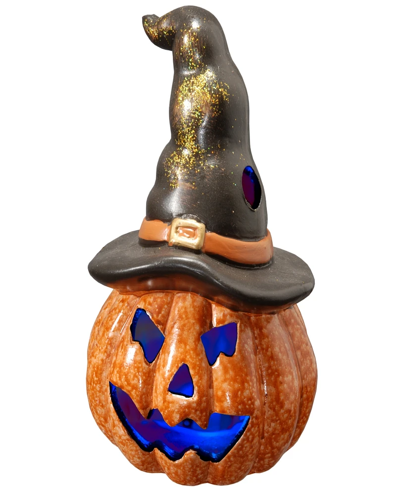 National Tree Company 7" Halloween Jack O' Lantern with Led Lights, Orange