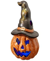 National Tree Company 7" Halloween Jack O' Lantern with Led Lights, Orange