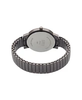 American Exchange Women's Genuine Diamond Black Dial and Metal Narrow Bracelet Analog Watch 28mm