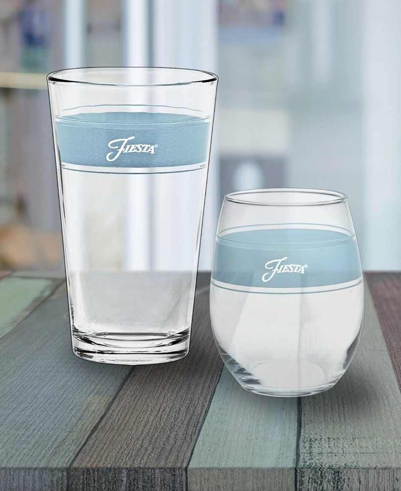 Fiesta Sky Frame 15-Ounce Stemless Wine Glass Set of 4