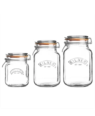 Kilner Set of 3 Square Clip Top Jars