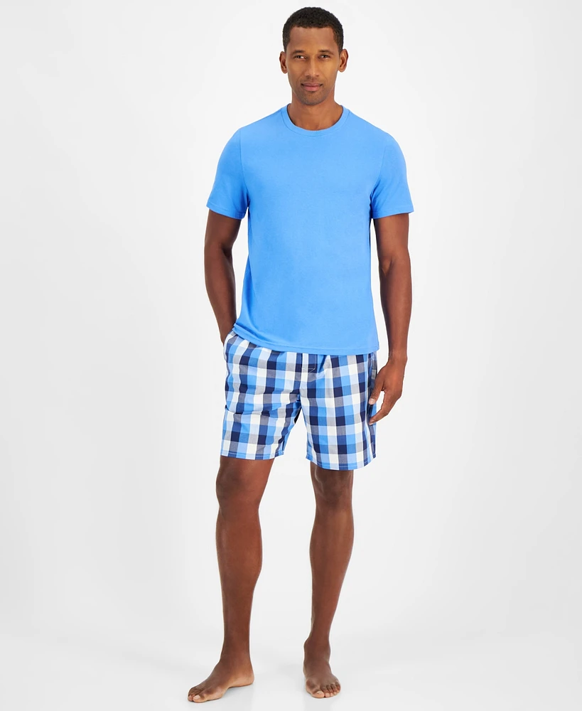 Club Room Men's Solid T-Shirt & Woven Plaid Boxer Set, Created for Macys