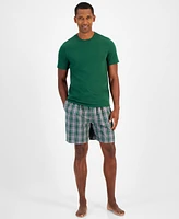 Club Room Men's Solid T-Shirt & Woven Plaid Boxer Set, Created for Macys