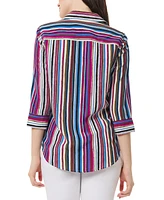 Jones New York Petite Striped 3/4-Sleeve Shirt