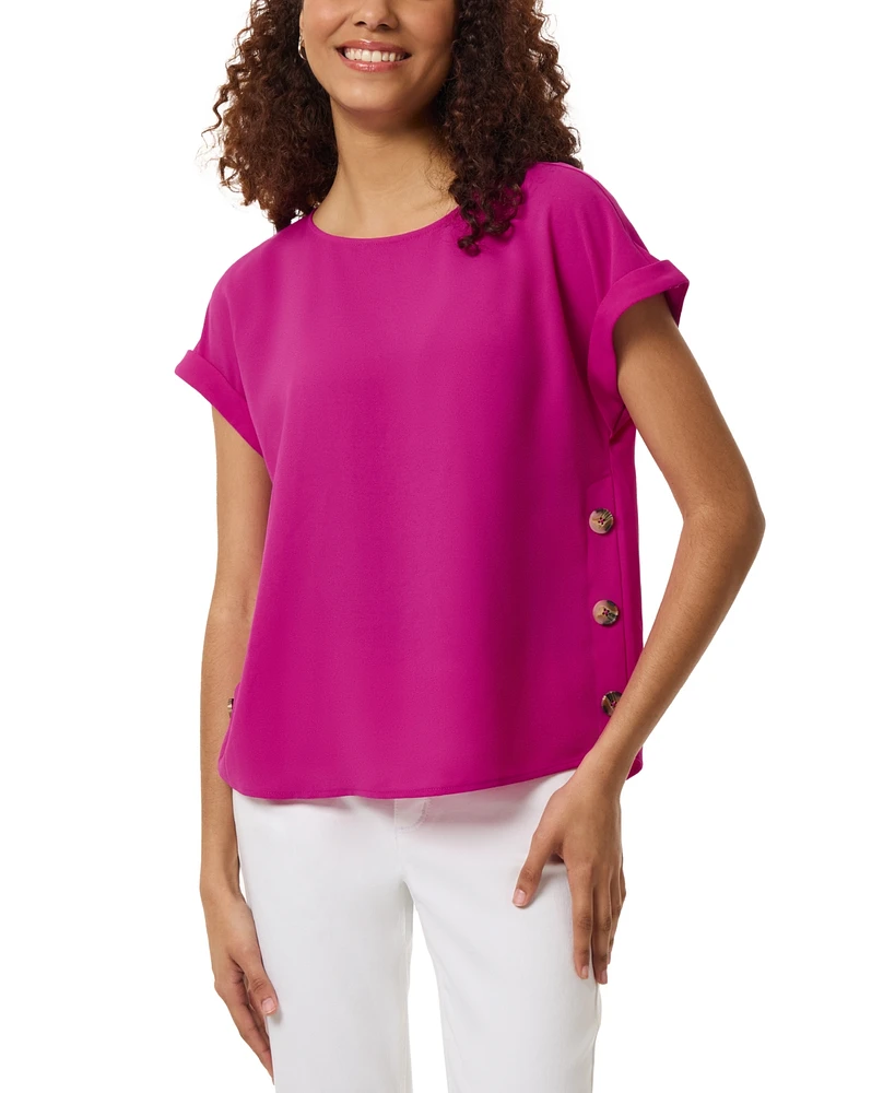 Jones New York Petite Short-Sleeve Side-Button Top