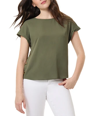 Jones New York Petite Short-Sleeve Side-Button Top