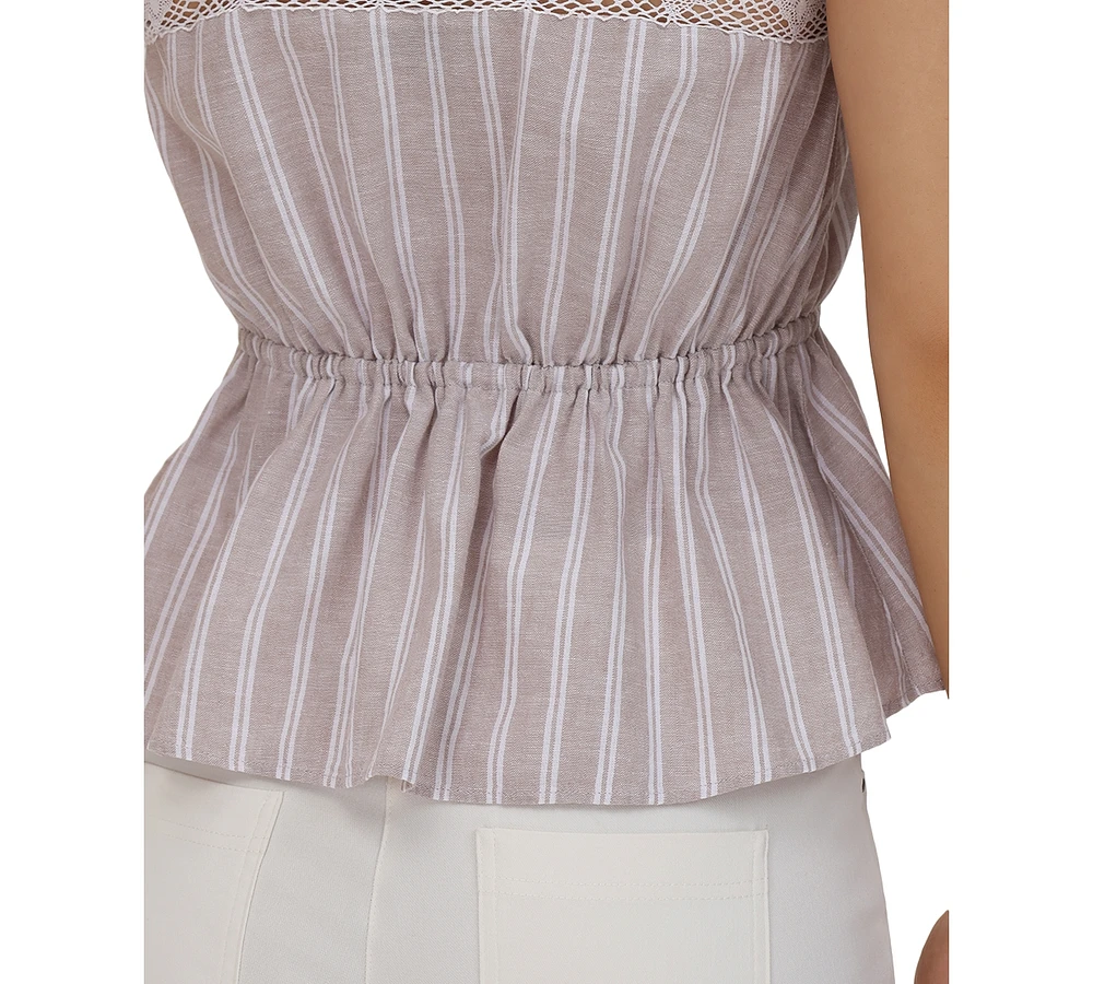 Frye Women's Lace-Trim Striped Peplum Top