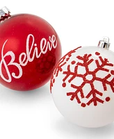 Holiday Lane Christmas Cheer Plastic Ball Ornaments, Set of 4, Created for Macy's