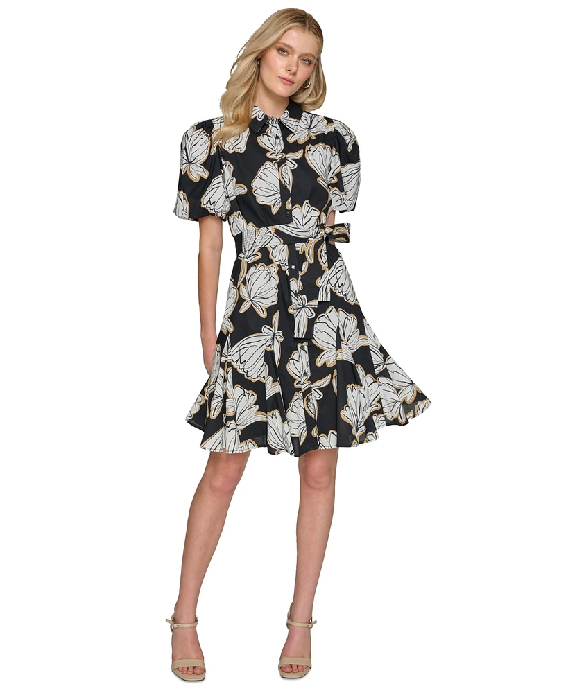 Karl Lagerfeld Paris Women's Printed Cotton Shirtdress