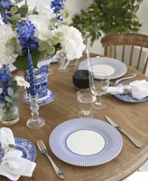 Spode Blue Italian Steccato Dinner Plates, Set of 4