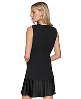 Karl Lagerfeld Paris Women's Jewel-Neck Pleat-Hem Dress