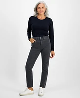 Style & Co Petite High-Rise Natural Straight-Leg Jeans, Short, Created for Macy's