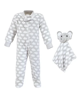 Hudson Baby Boys Unisex Flannel h Sleep and Play Security Toy, Elephant Cloud