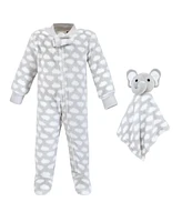 Hudson Baby Boys Unisex Flannel h Sleep and Play Security Toy, Elephant Cloud