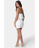 Bebe Women's Strapless Flounce Mini Dress