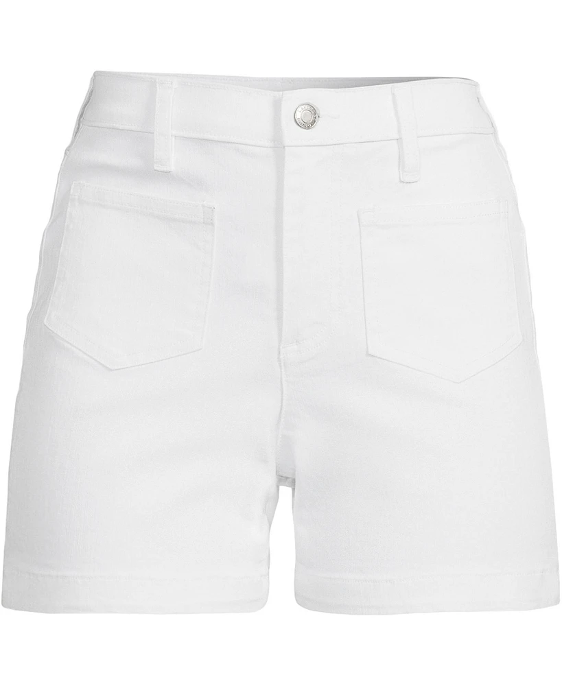 Lands' End Women's High Rise Patch Pocket 5" Jean Shorts