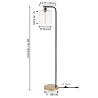 Jonathan Y Easton 60.75" Modern Minimalist Metal/Ribbed Glass Led Floor Lamp, Brass Gold/Black