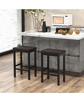 Set of 2 Rubber Wood Bar Stools 24" Counter Height Stool with Padded Seat