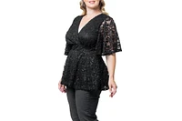 Kiyonna Women's Plus Stardust Sequin Lace Top