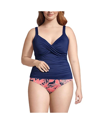 Lands' End Plus V-Neck Wrap Underwire Tankini Swimsuit Top