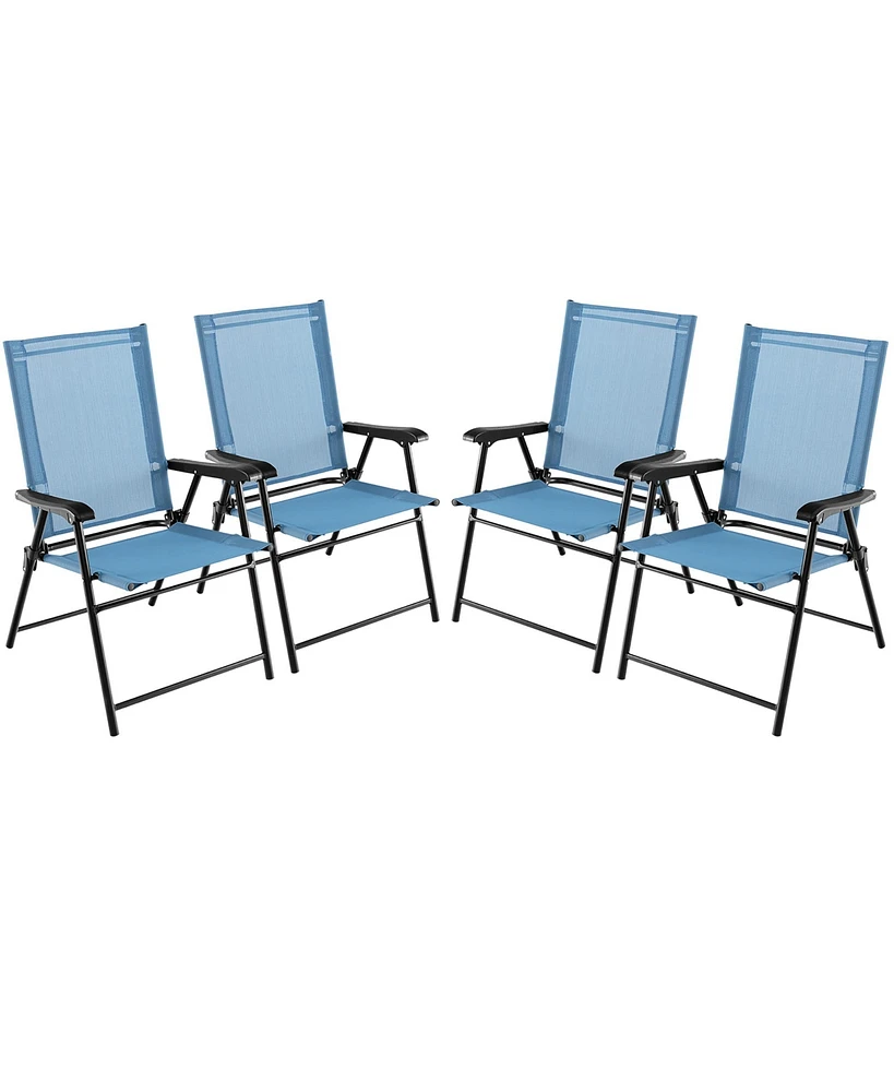 Gymax Set of Patio Folding Chairs Outdoor Portable Pack Lawn w/ Armrests Mint Green