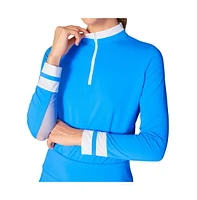 G Lifestyle Clothing Women's Color Block Quarter Zip Top Bt. Peri Medium