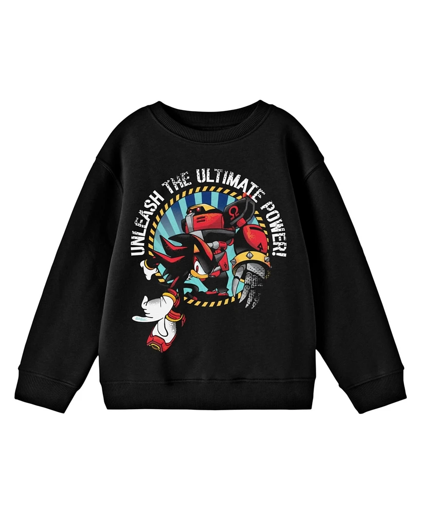 Sonic the Hedgehog Boys Bioworld Knuckles "Unleash the Ultimate Power" Youth Black Crew Neck Sweatshirt