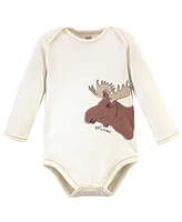 Touched by Nature Baby Boys Organic Cotton Long-Sleeve Bodysuits 5pk, Moose, 18-24 Months