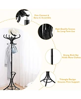 Wood Standing Hat Coat Rack with Umbrella Stand
