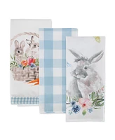 Design Imports Easter Basics Collection Springtime Kitchen Essentials, Dishtowel Set, Floral Bunny, 3 Piece