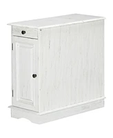 Homcom Side Table with Flip Top, End Table with Drawer and Cabinet White