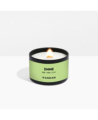 Emme nyc Natural Soy Pandan Scented Candle Tin with Wood Wick 4 oz