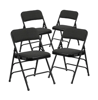 Emma+Oliver 4 Pack Curved Triple Braced & Double Hinged Fabric Upholstered Metal Folding Chair