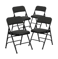 Emma+Oliver 4 Pack Curved Triple Braced & Double Hinged Fabric Upholstered Metal Folding Chair