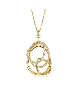 Rachel Glauber 14k Gold Plated with Cubic Zirconia Free Form Love Knot Pendant Necklace