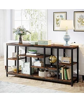 Tribesigns Console Sofa Table, 70.9 inch Extra Long Table Behind Couch with Storage Shelves, 3-Tier Industrial Narrow Entryway Hallway Accent Table fo