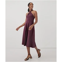 Pact Women's Organic Cotton Fit & Flare Modern Halter Dress