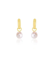 The Lovery Pearl Drop Huggie Hoop Earrings 14K Gold