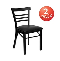 Emma+Oliver 2 Pack Three-Slat Ladder Back Metal Restaurant Chair