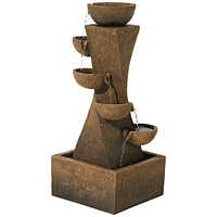 John Timberland Cascading Bowls Rustic Outdoor Floor Fountain and Waterfalls 27 1/2" High with Led Light for Garden Patio Backyard Deck Home Lawn Porc