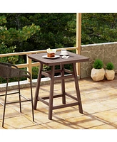 WestinTrends Square Outdoor Patio Counter High Bistro Bar Table With Umbrella Hole