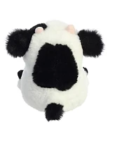 Aurora Mini Daisy Cow Rolly Pet Round Plush Toy White 5"