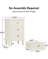 Tribesigns Nightstand with 3 Drawers, Oval Bed Side Table for Bedroom, Fully Assembled, Modern Night Stand with Storage, Wooden Side End Table with So