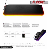 5 Core Mouse Pad Rgb Computer Gaming Mouse Pads Desk Mat w/ Anti-Slip Rubber Base