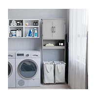 Merrick Lane Vigo Over The Toilet Bathroom Organizer With Shelves And Magnetic Closure Doors